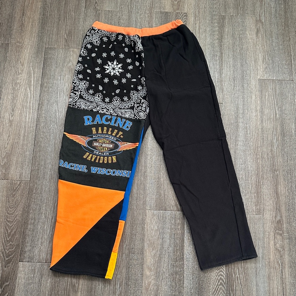Harley-Davidson Black and Orange Patchwork SweatPants